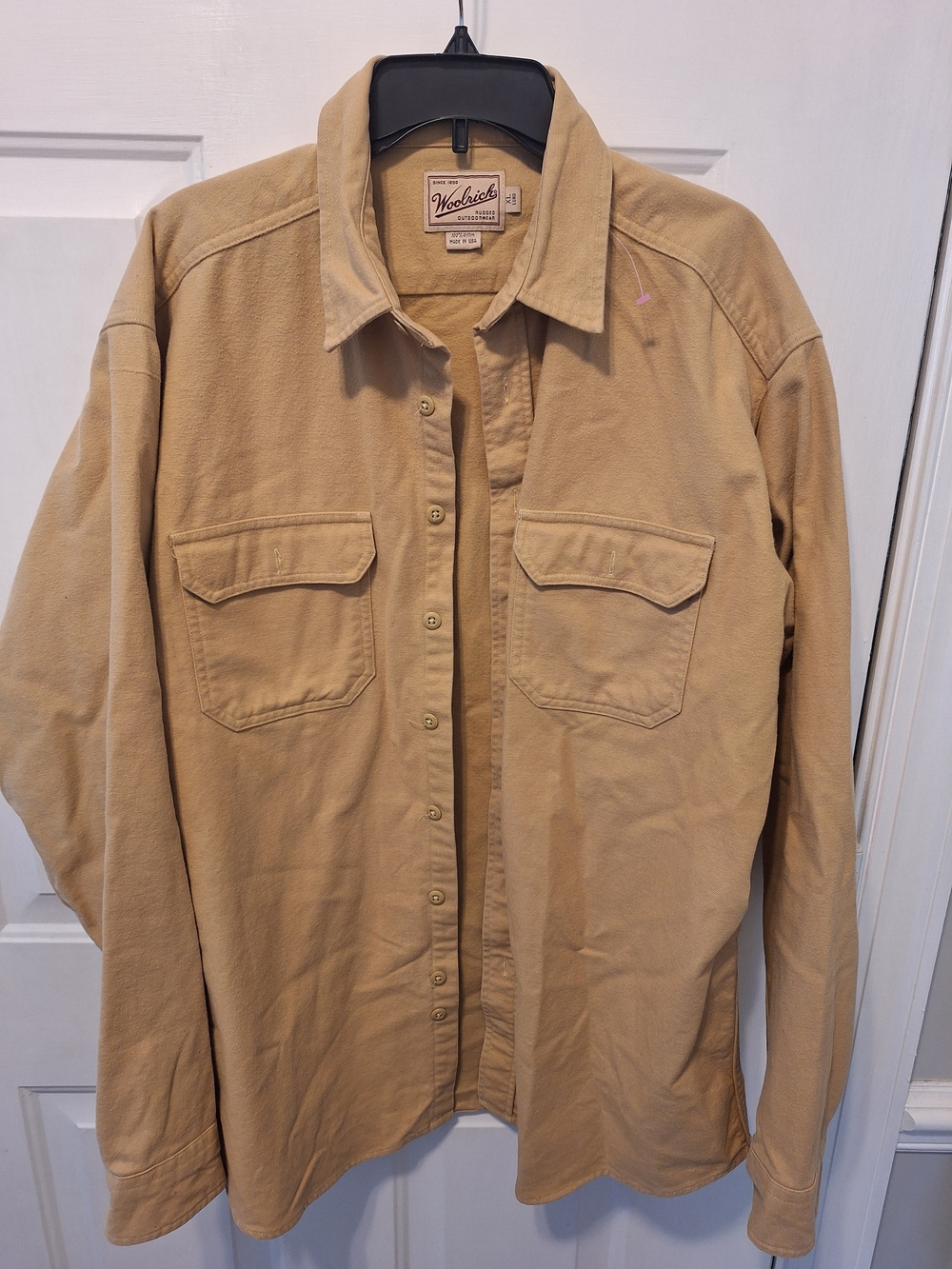 Woolrich Beige Button-Up Shirt Jacket Canvas Thick